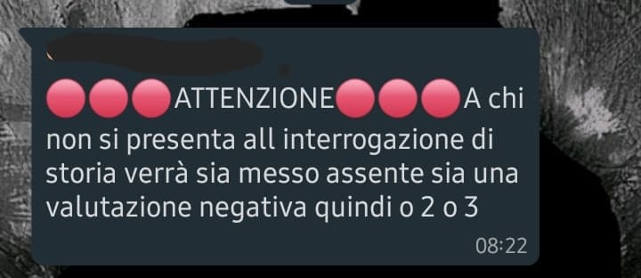 Scusa ma metti caso uno sta male e non riesce a connettersi oppure non ha internet o sta facendo una visita o boh, che fai gli metti 2? (Ps è la stessa prof di italiano)