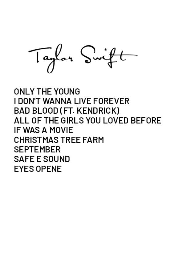 canzoni per iniziare ad ascoltare #taylorswift