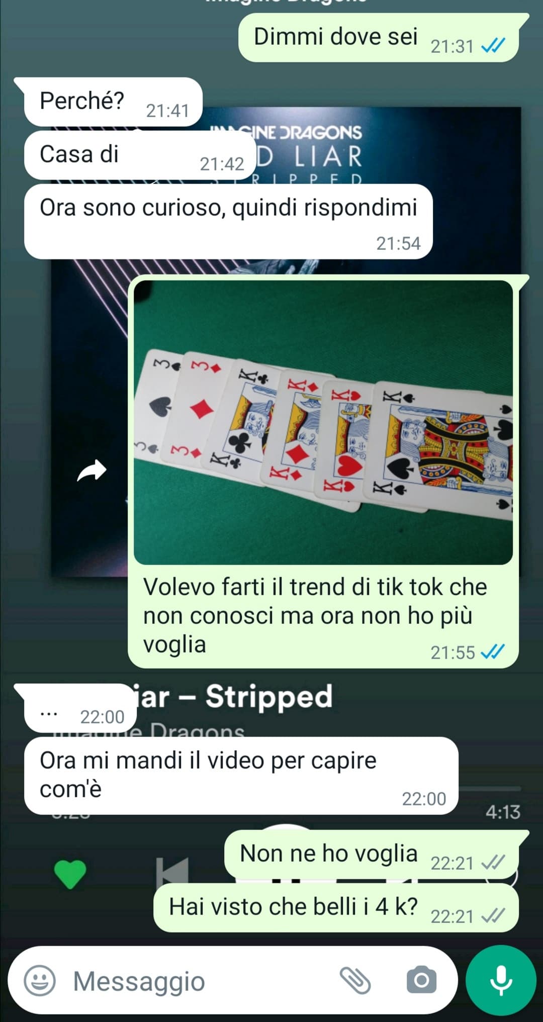 Forse dopo gli rispondo. Però devo dire che il mio livello di pigrizia è veramente magnifico. È difficile superarmi