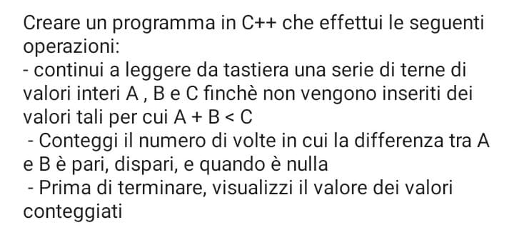 Un problema da fare nel linguaggio c++