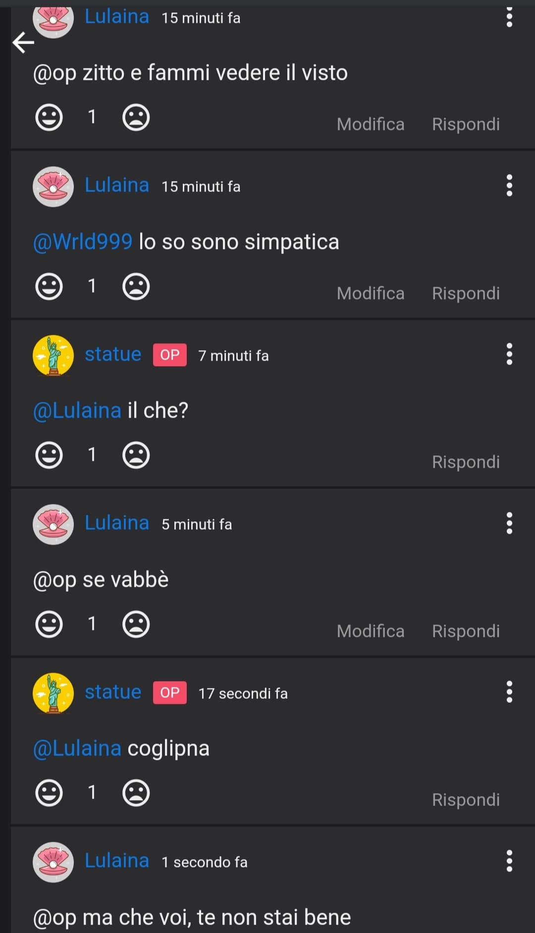 Statue non sa cosa sia un visto quindi mi chiama cogliona, ecco gli amici dello spam di oggetti