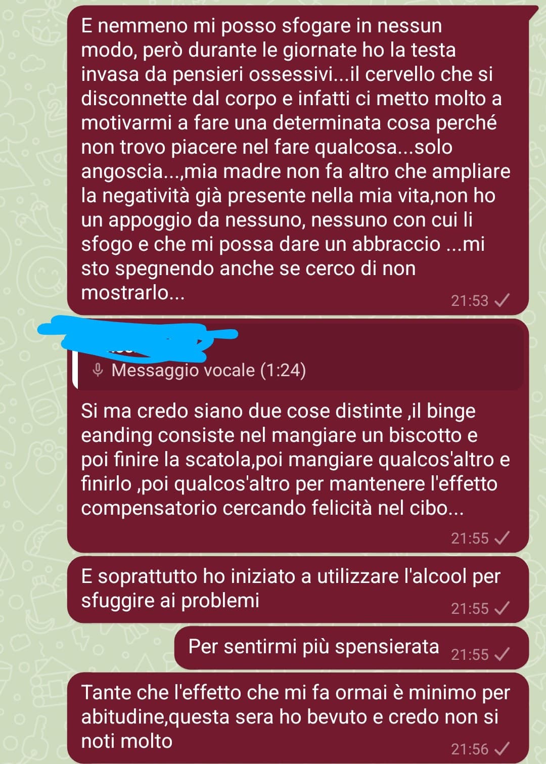 Nessuno ha idea di quanto il mio cuore sia ridotto in frantumi data questa cosa 