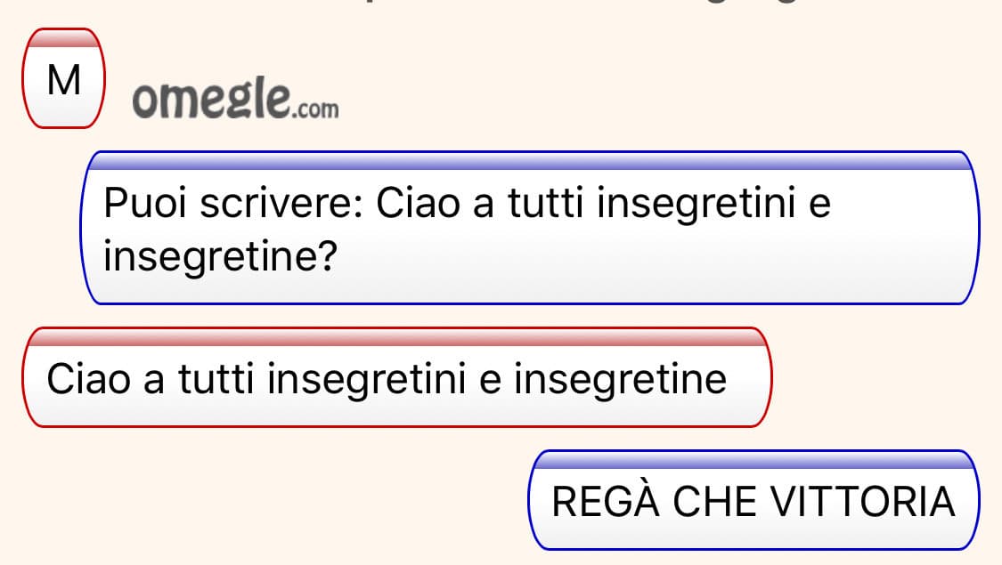 AMMETTE CHE NON RIUSCITE A DORMIRE SENZA LA BUONANOTTE SU OMEGLE.