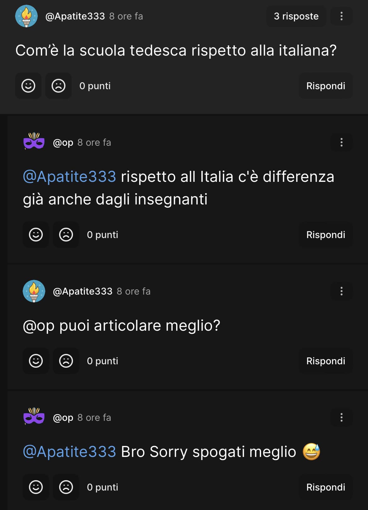 Piccolo sfogo
