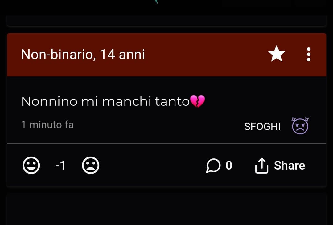 Io:dico che mi manca mio nonno persona:dislike