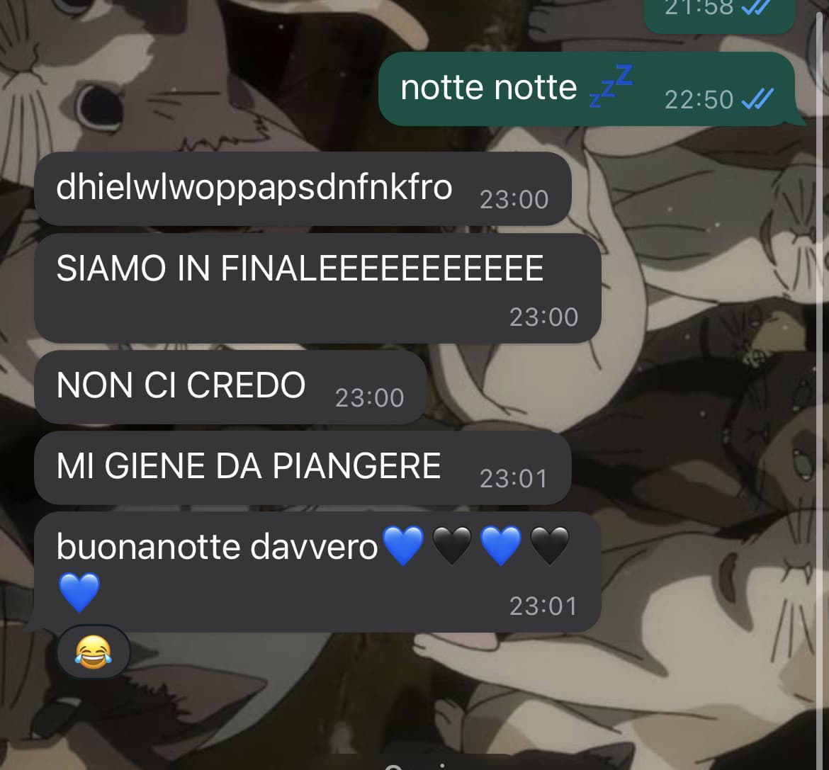 mi da la buonanotte bene solo se vince l’inter 