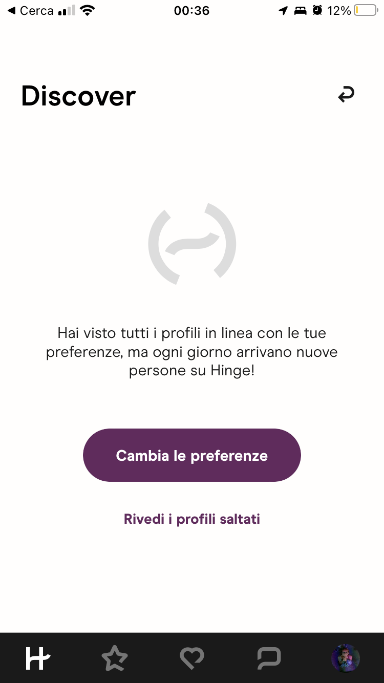 ragazzi cosa significa se ho finito i profili e ho fatto 0 match… sono molto preoccupata