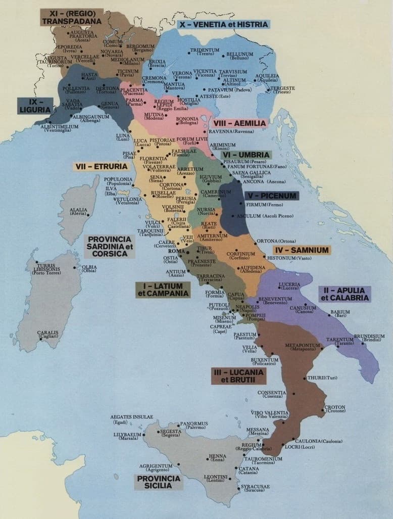 Regioni d'Italia agli inizi dell'impero romano; solo a me non dispiacerebbero regioni del genere?