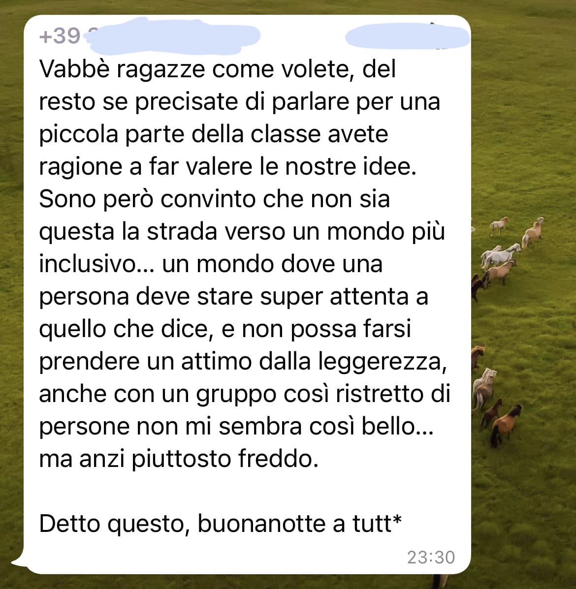 Porca di quella …, che discorsi del cazoz che mi tocca leggere. Gente che vuole parlare e scrivere mail alla prof perché ha detto che il ragazzo deve proteggere la propria ragazza, e che avere un figlio è un’esperienza bellissima. Creare leggi e regole rig