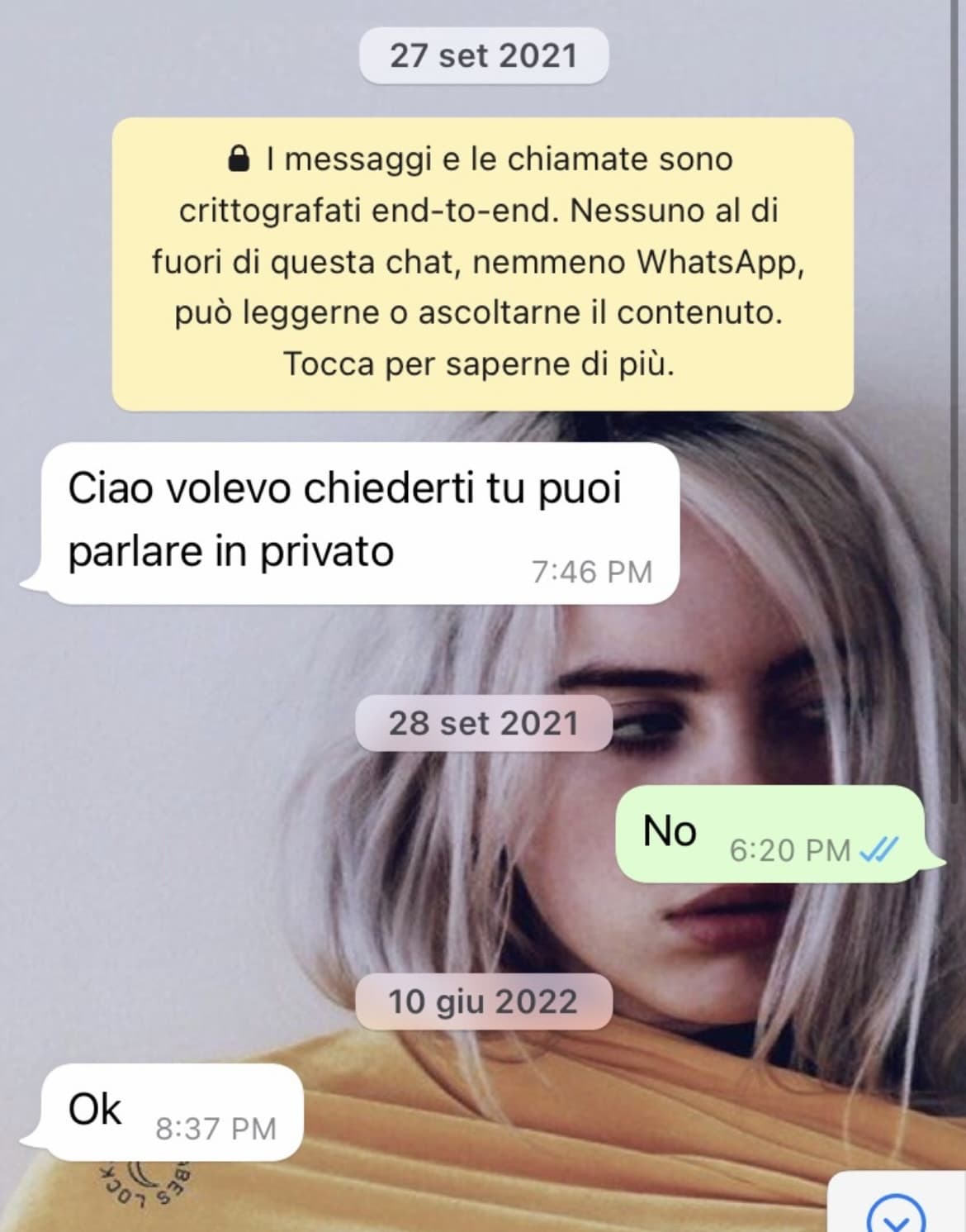 Una delle conversazioni più belle e memorabili che io abbia avuto, l’esemplare della puntualità nel rispondere