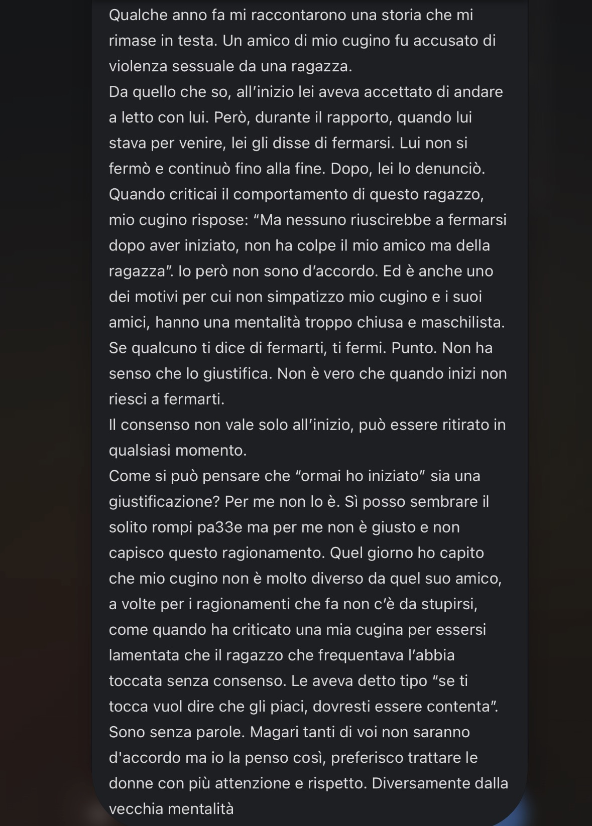 Non mi stava nel testo. Cosa ne pensate?