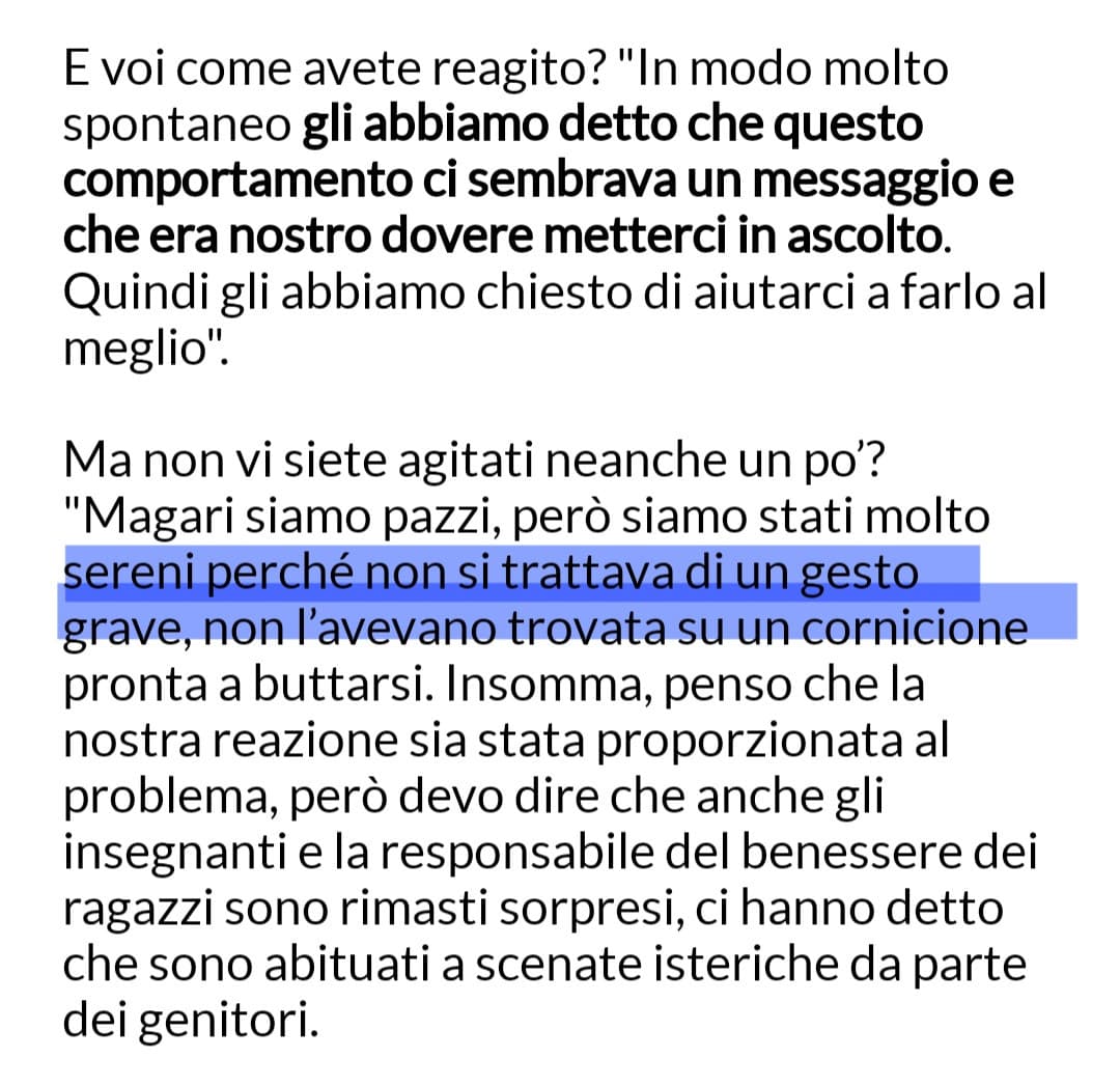 Articolo di Repubblica sull'autolesionismo