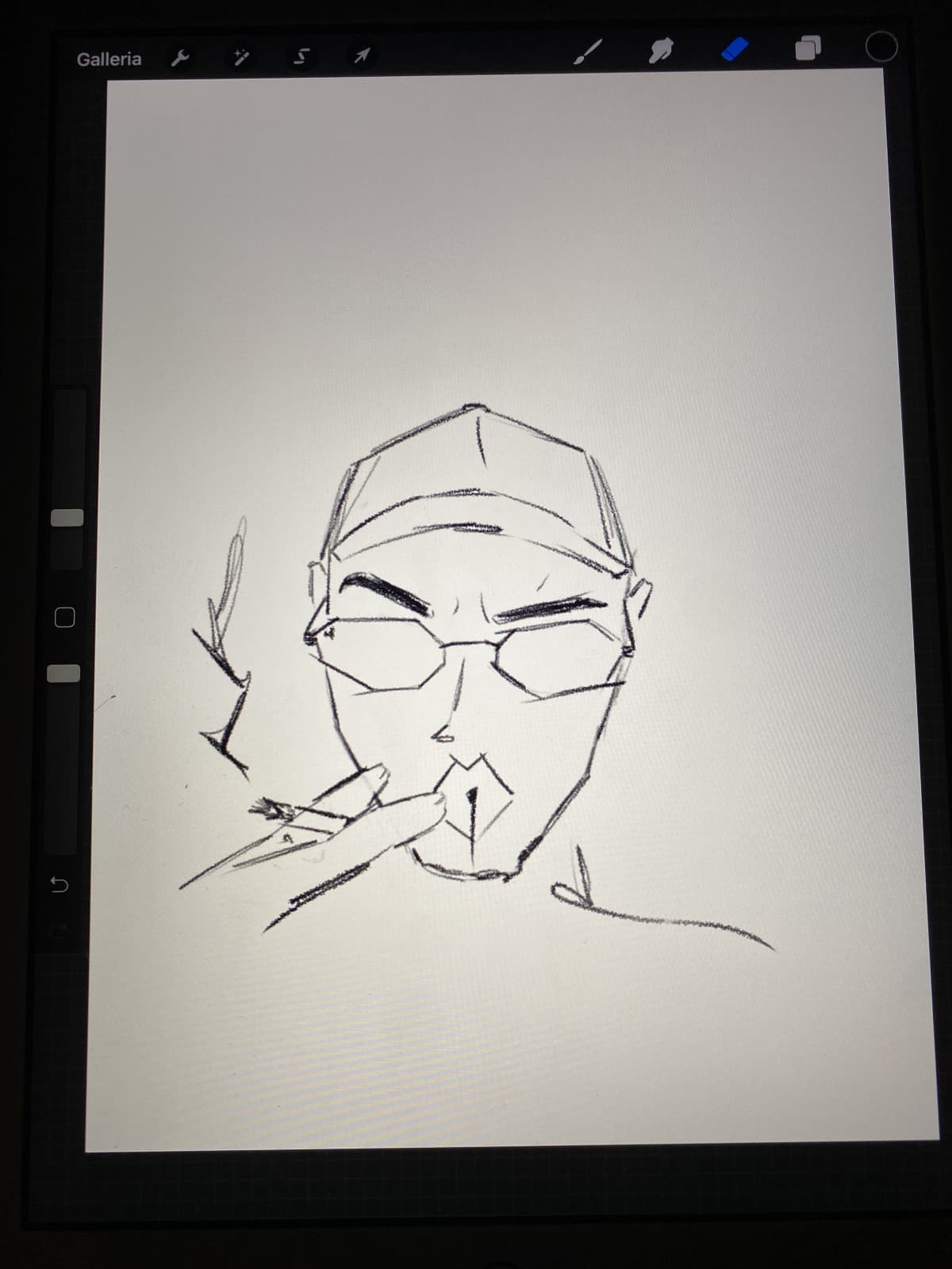 Non disegnavo da tanto tempo. Lui è il ragazzo di cui mi sono folgorata, ritratto con la sua tipica smorfia e la sigaretta che non gli può mai mancare tra le mani. Che ne dite? Cosa cambiereste?