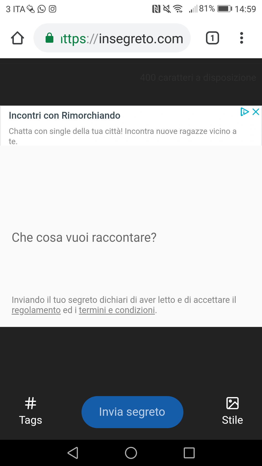 Grazie insegreto per contribuire a volermi far trovare nuove ragazze