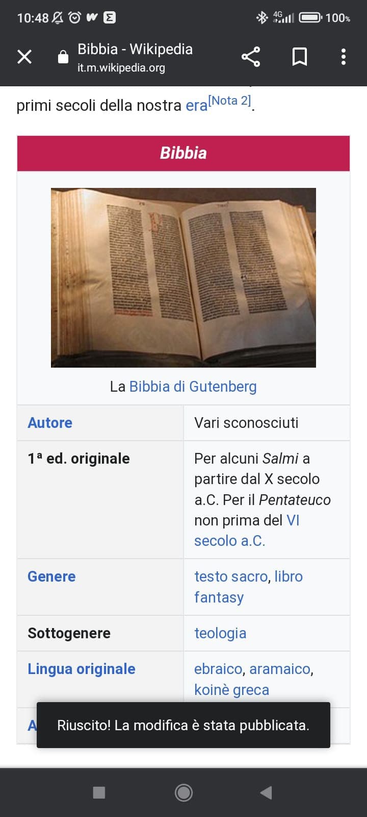 SCUSATE CREDENTI: io ci avevo provato a cambiare genere alla Bibbia perΓ², eh