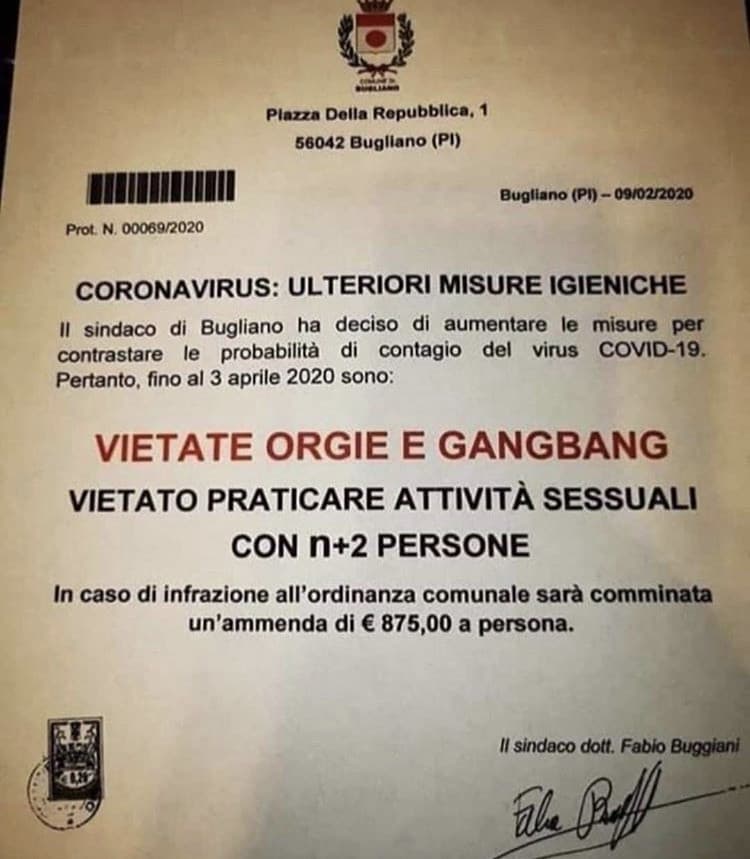 mi raccomando, niente orge eh