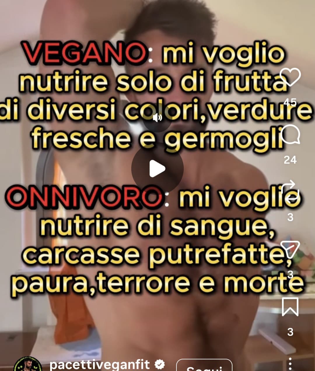 " perché noi vegani veniamo odiati?!??" tipico post vegano:
