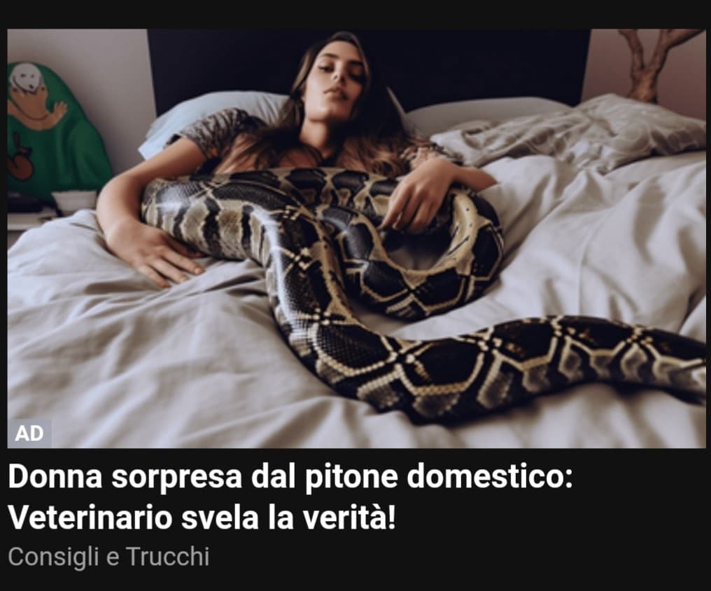 No ma io voglio seriamente capire chi รจ il sociopatico che dormirebbe abbracciato a un pitone. Se ne conoscete fatemi sapere