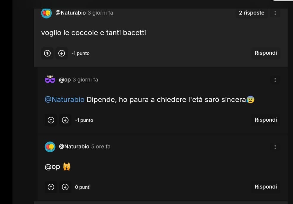 No ok raga questo è un vecchio mio post della buonanotte (avevo 16anni qui) e non penso neanche sto qua abbia ancora l'account