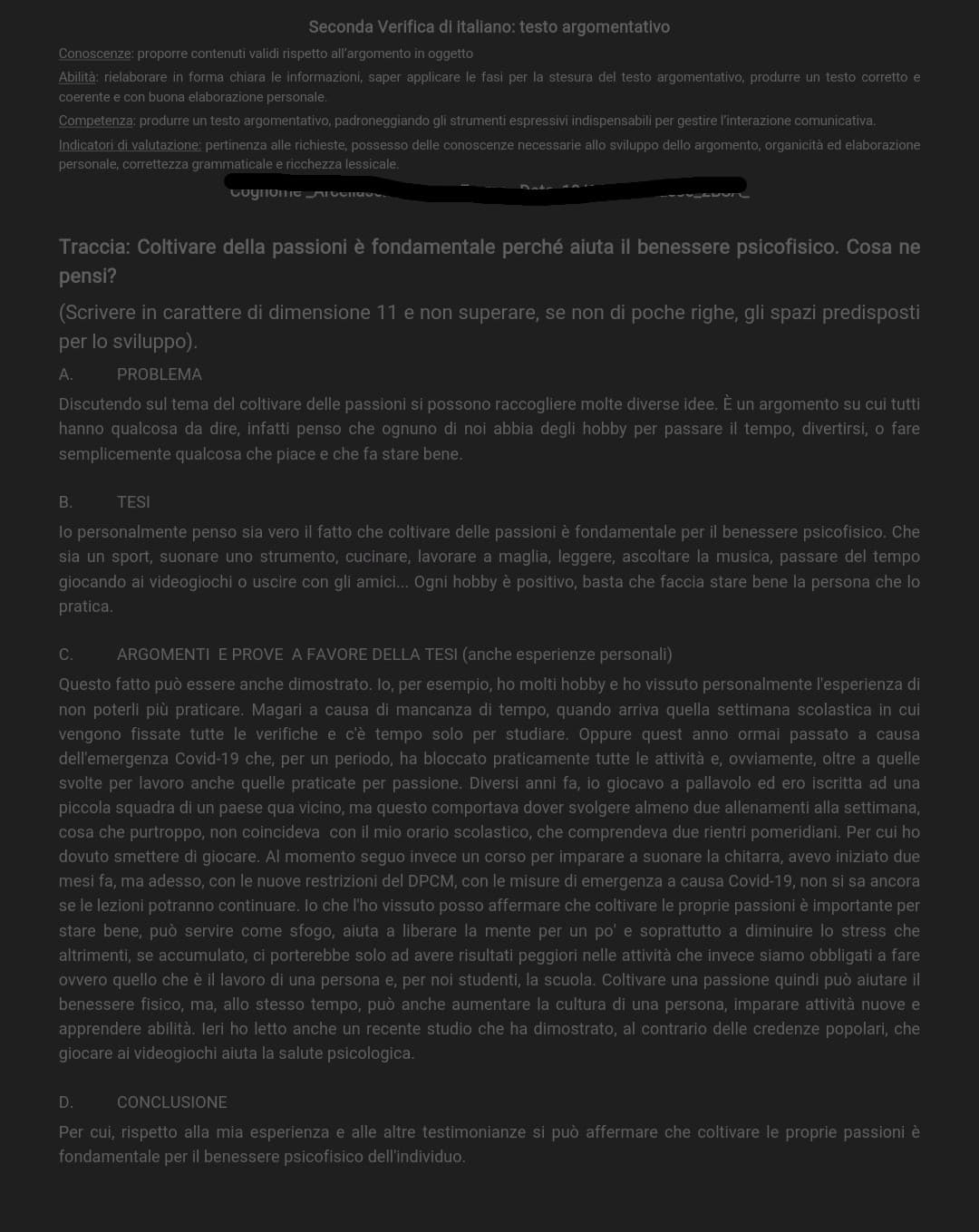 Ei raga, ho appena finito il tema di italiano